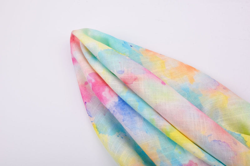 Linen Bamboo Natural Fabric Aurora Mist Pattern - 5485 - G.k Fashion Fabrics