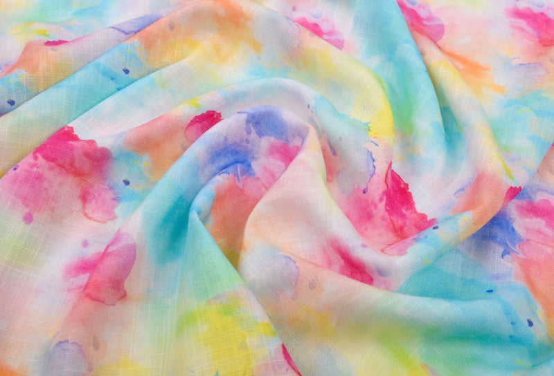 Linen Bamboo Natural Fabric Aurora Mist Pattern - 5485 - G.k Fashion Fabrics