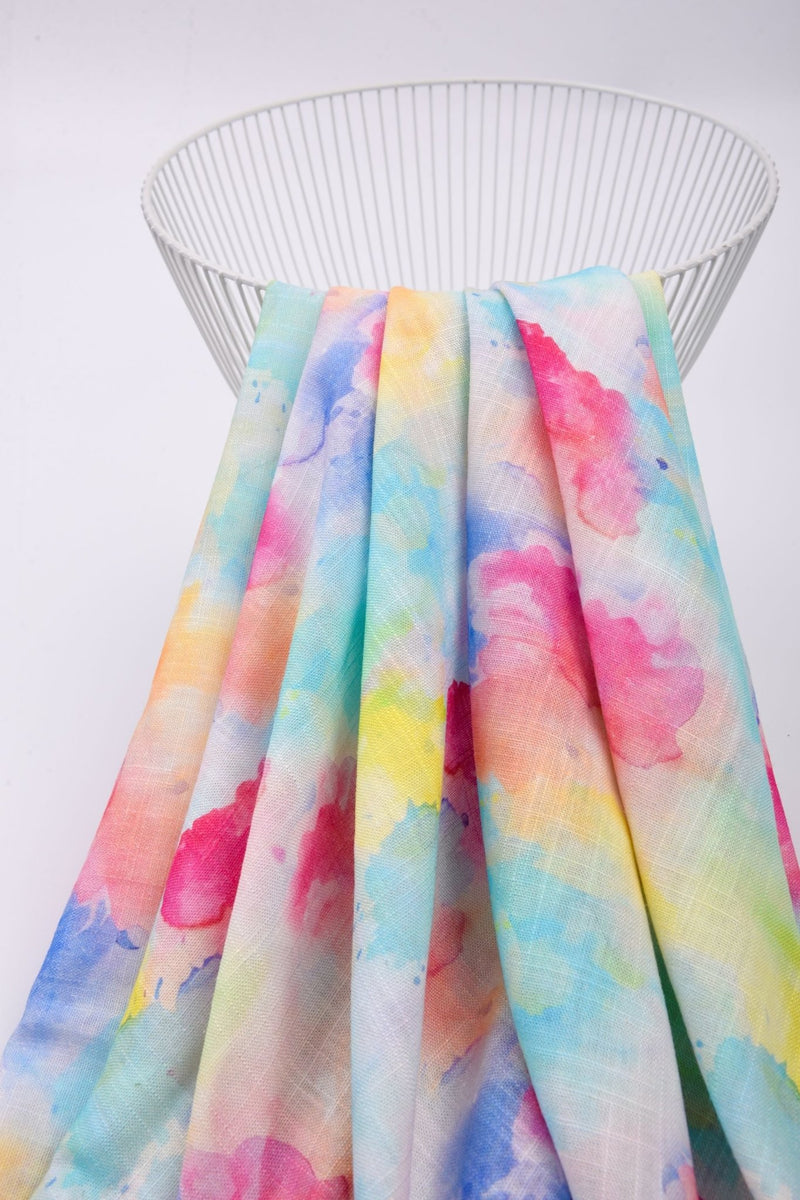 Linen Bamboo Natural Fabric Aurora Mist Pattern - 5485 - G.k Fashion Fabrics