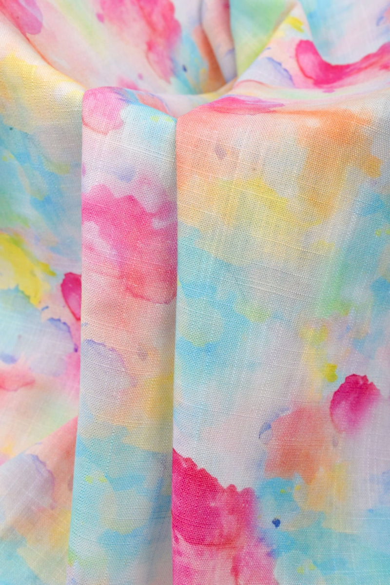 Linen Bamboo Natural Fabric Aurora Mist Pattern - 5485 - G.k Fashion Fabrics