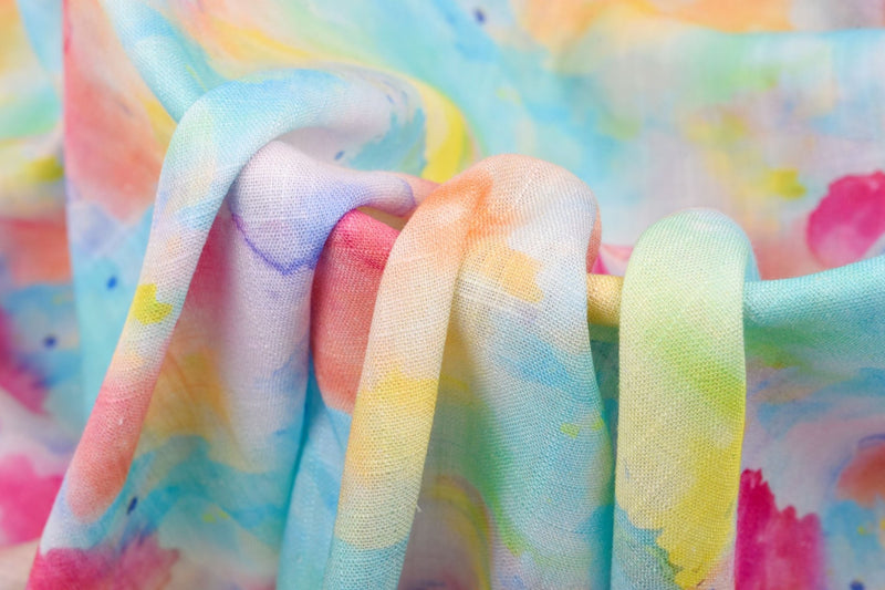 Linen Bamboo Natural Fabric Aurora Mist Pattern - 5485 - G.k Fashion Fabrics