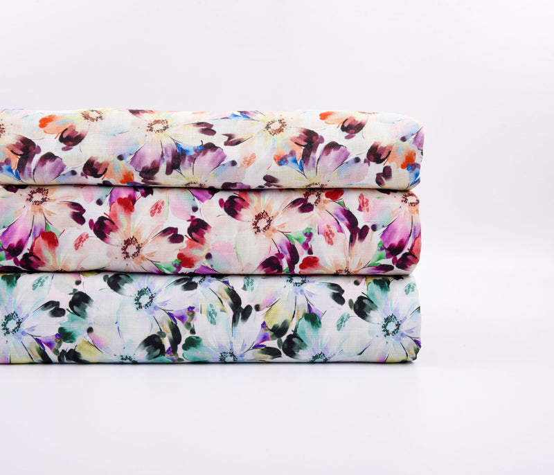 Linen Bamboo Natural Fabric Daisy Mist Pattern - 5491 - G.k Fashion Fabrics