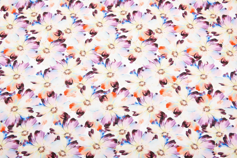 Linen Bamboo Natural Fabric Daisy Mist Pattern - 5491 - G.k Fashion Fabrics