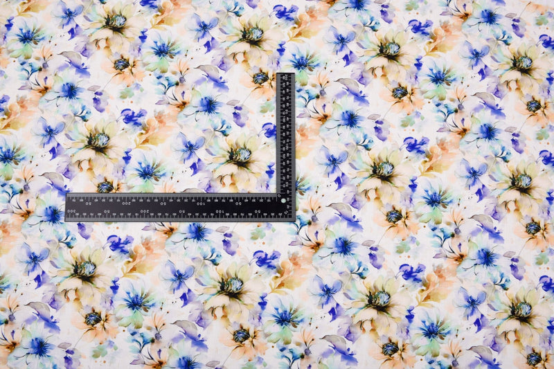 Linen Bamboo Natural Fabric Fields of Celendia Pattern - 5484 - G.k Fashion Fabrics