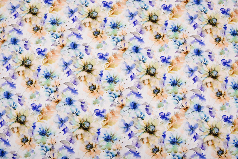 Linen Bamboo Natural Fabric Fields of Celendia Pattern - 5484 - G.k Fashion Fabrics