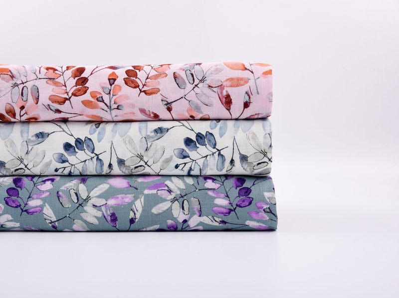 Linen Bamboo Natural Fabric Palmwater Leaf Pattern - 5487 - G.k Fashion Fabrics