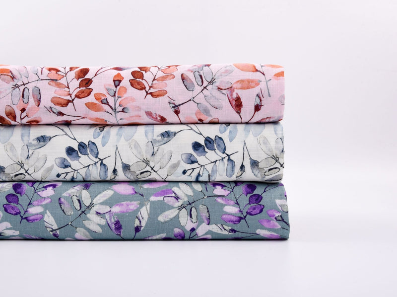 Linen Bamboo Natural Fabric Palmwater Leaf Pattern - 5487 - G.k Fashion Fabrics