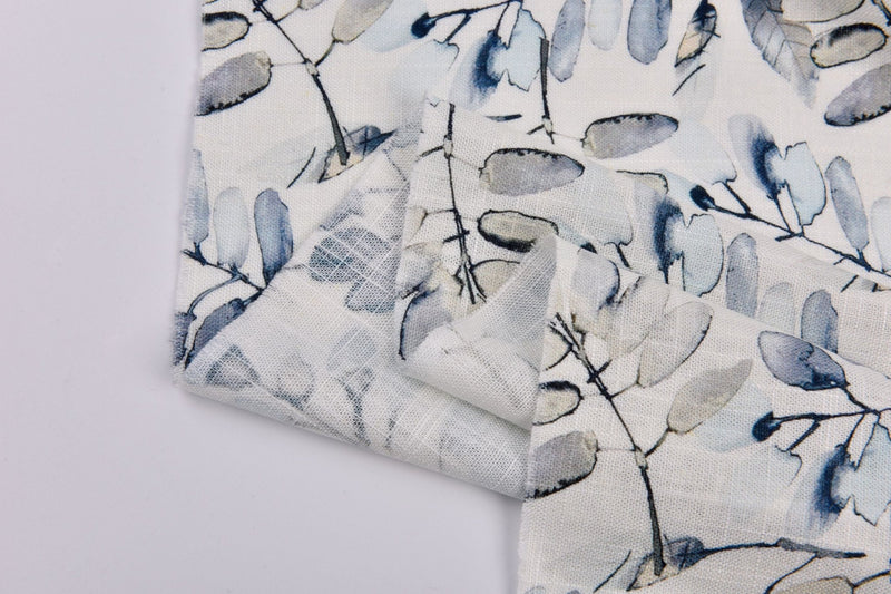 Linen Bamboo Natural Fabric Palmwater Leaf Pattern - 5487 - G.k Fashion Fabrics