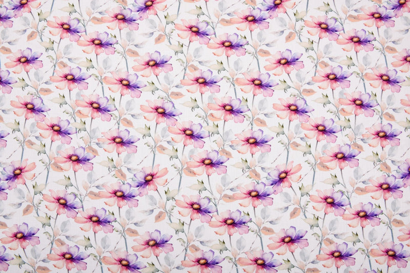 Linen Bamboo Natural Fabric Pastel Poppies Pattern - 5488 - G.k Fashion Fabrics