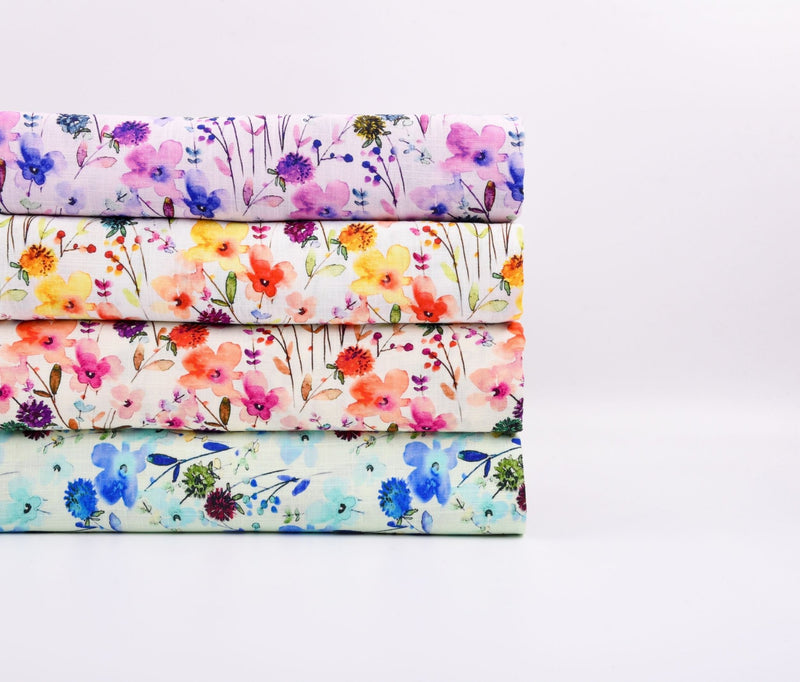 Linen Bamboo Natural Fabric Spring Meadow Pattern - 5490 - G.k Fashion Fabrics