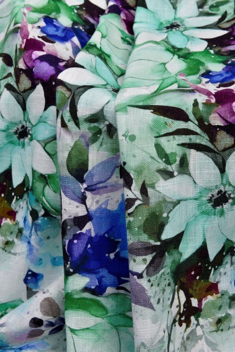 Linen Bamboo Natural Fabric Starry Blossom Pattern - 5489 - G.k Fashion Fabrics