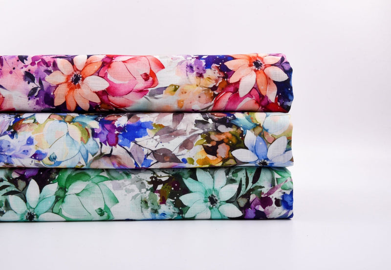 Linen Bamboo Natural Fabric Starry Blossom Pattern - 5489 - G.k Fashion Fabrics