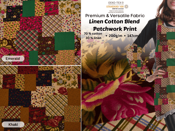 Linen Cotton Blend Patchwork Print - Design - 15 - G.k Fashion Fabrics