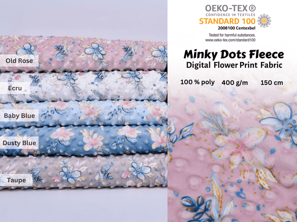 Minky Dots Fleece Flower Digital Print Fabric - 6026 - G.k Fashion Fabrics