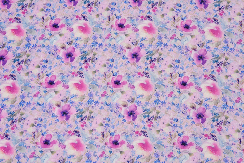 Modern Floral Linen Viscose Lawn Digitally Print Fabric - 208715 - G.k Fashion Fabrics