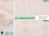 Natural Cotton Lawn 3D Embroidery Fabric - G.k Fashion Fabrics