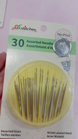 30 Assorted  needles + threader