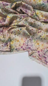 23 Momme Stretch Bamboo Silk Blend Fabric – Abstract Monet Floral Print - 7247