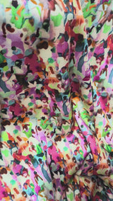 23 Momme Stretch Bamboo Silk Blend Fabric – Artistic Terrazzo Abstract Print - 7247
