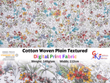 Quilted Cotton Woven Plain Textured Botanical Digital Print Fabric - D#3 - G.k Fashion Fabrics