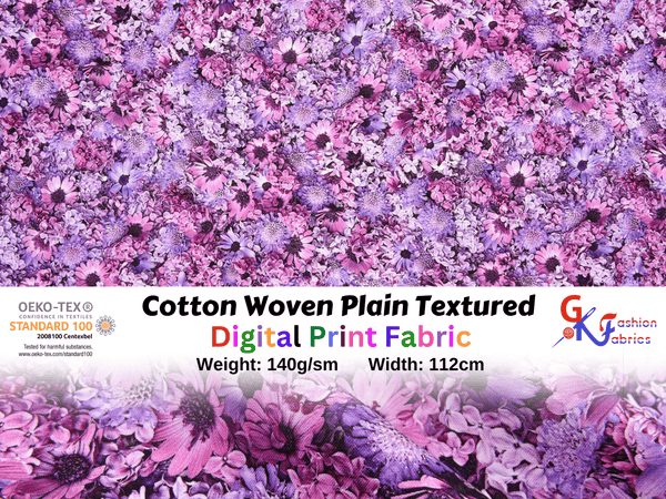 Quilted Cotton Woven Plain Textured Daisy Digital Print Fabric - D#28 - G.k Fashion Fabrics