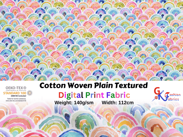 Quilted Cotton Woven Plain Textured Rainbow-2 Digital Print Fabric - D#39 - G.k Fashion Fabrics