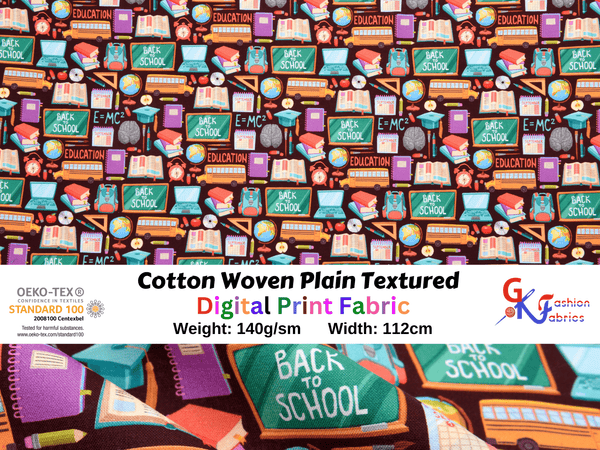 Quilted Cotton Woven Plain Textured School Digital Print Fabric - D#13 - G.k Fashion Fabrics
