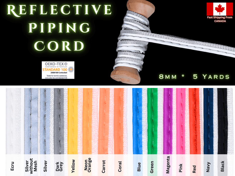 Reflective Piping Cord 8mm, 5 Yards Pack - G.k Fashion Fabrics