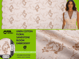 Sandstone Bloom Linen Cotton Embroidered Fabric – Artisan Floral Embroidery Natural Fabric - G.k Fashion Fabrics