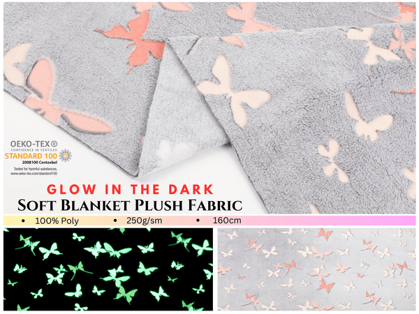 Soft Glow in the Dark Blanket Plush Fabric Butterflies - G.k Fashion Fabrics