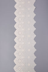 Star-Flower Sprig Scalloped Cotton Embroidery Trim – 33 - G.k Fashion Fabrics