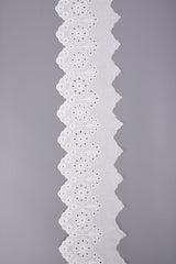 Star-Flower Sprig Scalloped Cotton Embroidery Trim – 33 - G.k Fashion Fabrics