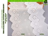 Star-Flower Sprig Scalloped Cotton Embroidery Trim – 33 - G.k Fashion Fabrics