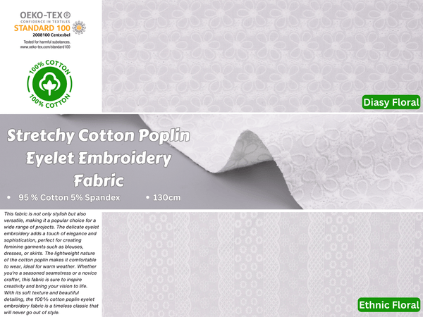 Stretchy Cotton Poplin Eyelet Embroidery Fabric - G.k Fashion Fabrics