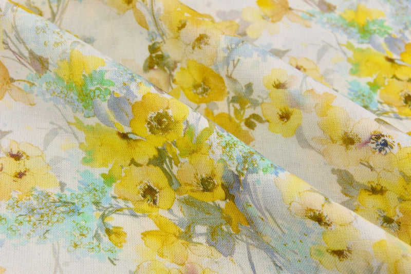 Summer Floral Linen Viscose Lawn Digitally Print Fabric - 208713 - G.k Fashion Fabrics