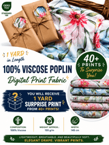 Surprise Print Bundle - 100 % Viscose Poplin Digital Print Fabric – 1 Yard - G.k Fashion Fabrics