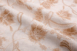Vintage Blossom Linen Cotton Embroidered Fabric – Artisan Floral Embroidery Natural Fabric - G.k Fashion Fabrics