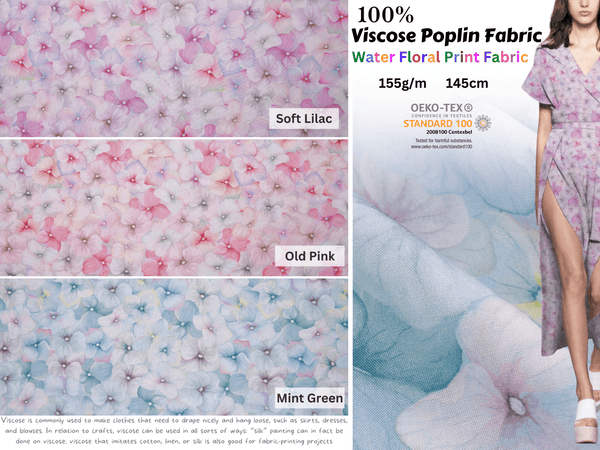 Viscose Poplin Water Floral Print Fabric - 6010 - G.k Fashion Fabrics