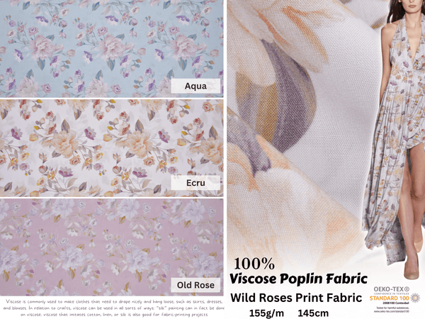 Viscose Poplin Wild Roses Print Fabric - 6003 - G.k Fashion Fabrics