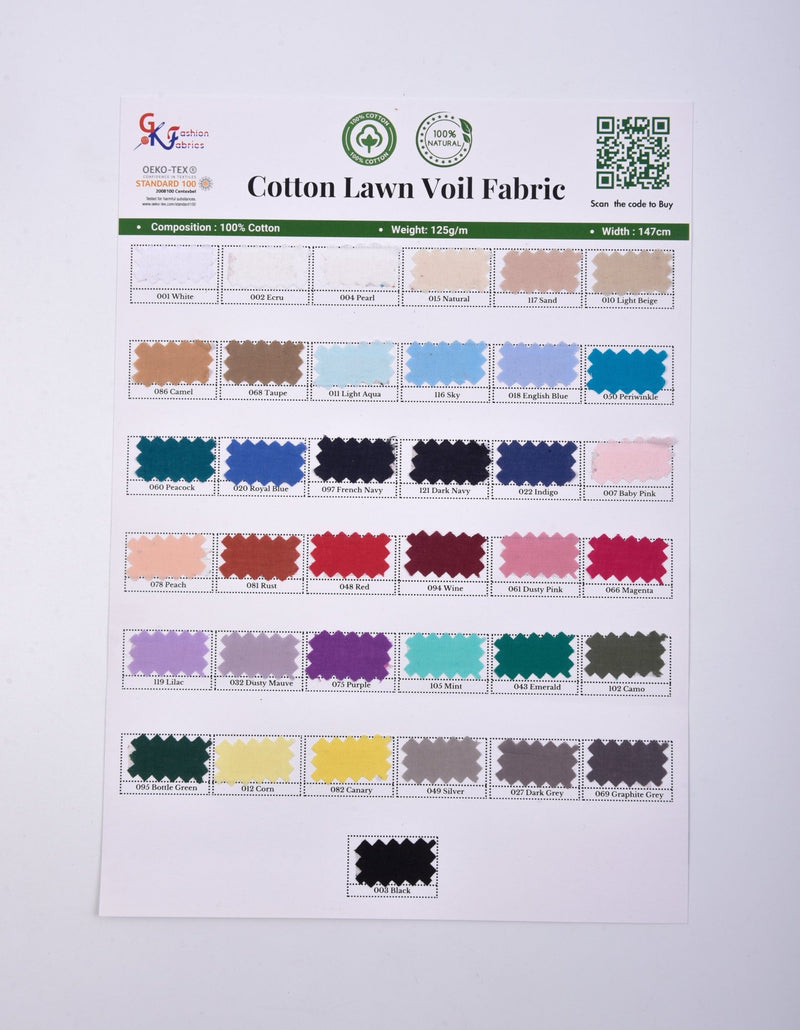 Voile Lawn cotton Fabric, 100% Cotton - G.k Fashion Fabrics