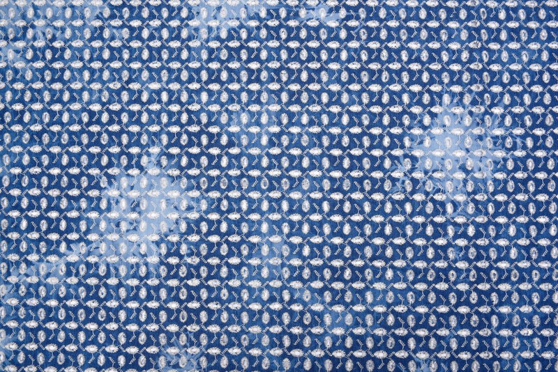 Washed Denim tie-dyed With Eyelet Embroidery Fabric - G.k Fashion Fabrics