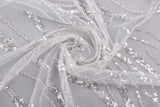 White Bridal Tulle Handwork Embroidery Fabric -GK-6606/22 - G.k Fashion Fabrics