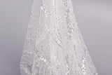 White Bridal Tulle Handwork Embroidery Fabric -GK-6606/22 - G.k Fashion Fabrics