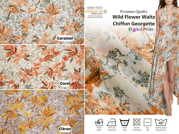 Wild Flower Waltz Chiffon Georgette Digital Print Fabric - #269 - G.k Fashion Fabrics