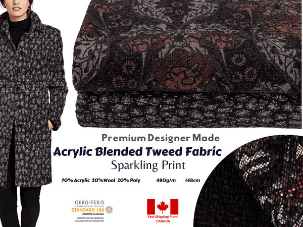 Woven Acrylic Blended Tweed Sparkling Print Fabric - G.k Fashion Fabrics
