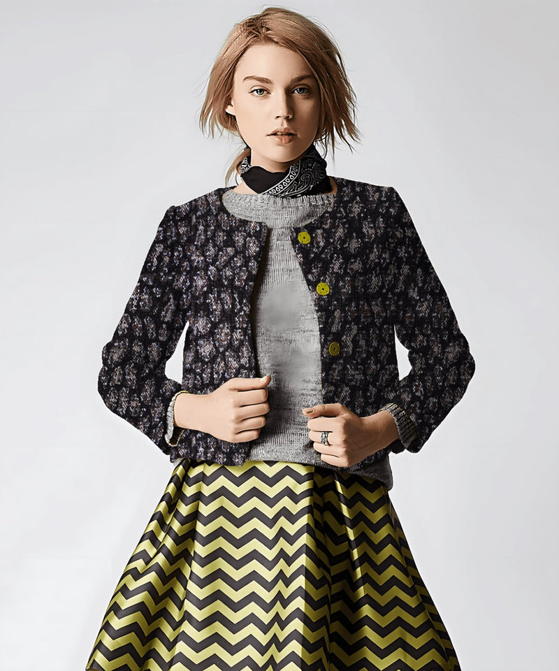 Woven Acrylic Blended Tweed Sparkling Print Fabric - G.k Fashion Fabrics