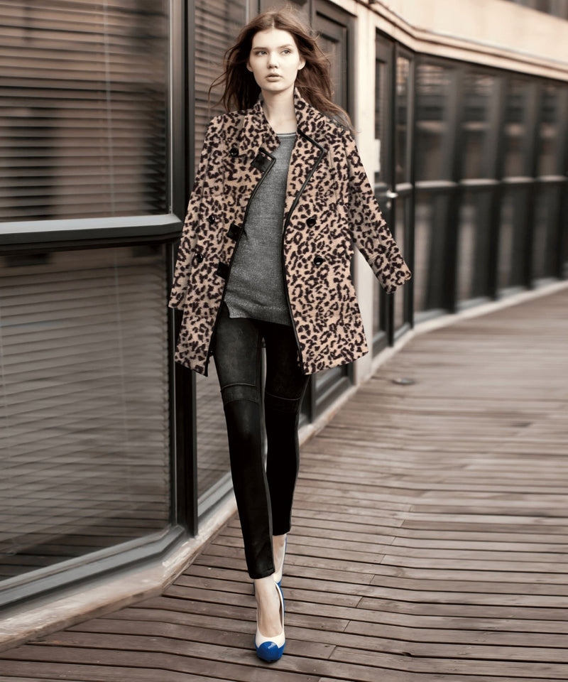 100% Boiled Wool Jacquard Leopard Print Fabric / Premium Designer Made - G.k Fashion Fabrics