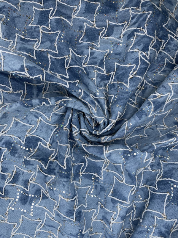 100% Cotton Denim Tie Dye with Sequin Fabrics - G.k Fashion Fabrics denim