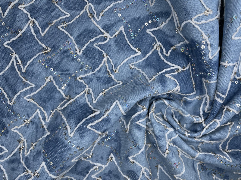 1m Star Print Gliter Chambre Navy Blue Tie Dye Denim Fabric 58“ Wide | eBay