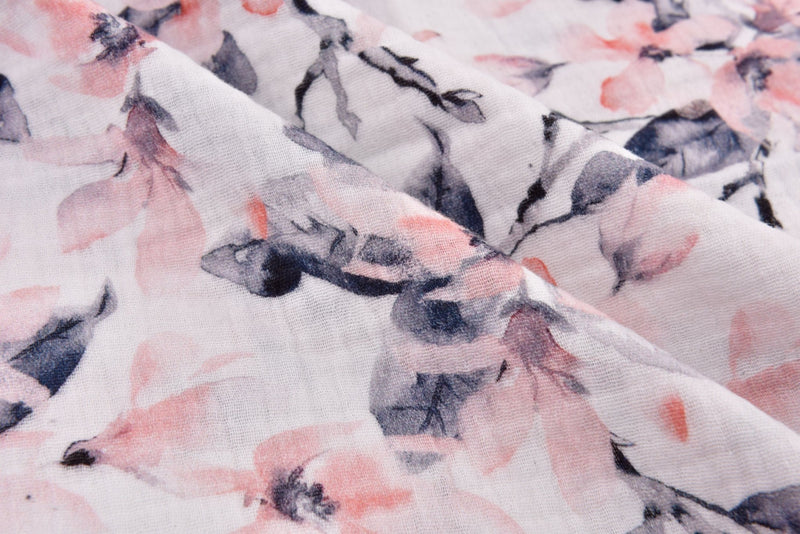 100% Cotton Double Gauze /Muslin Digital Prints Fabric -6570 - G.k Fashion Fabrics Dark Floral / Price per Half Yard